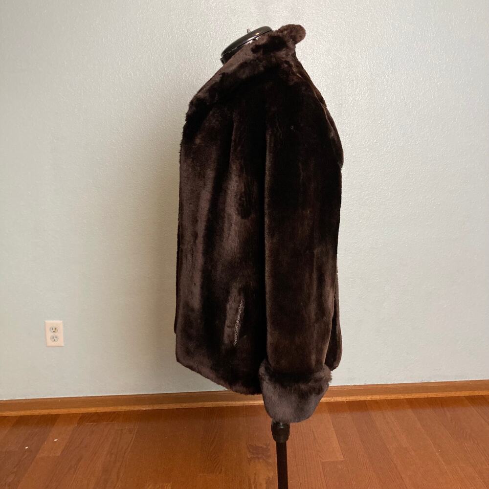 M 6 8 faux fur Sheared Beaver Fur Jacket Coat Vintage Mouton brown - Picture 5 of 11